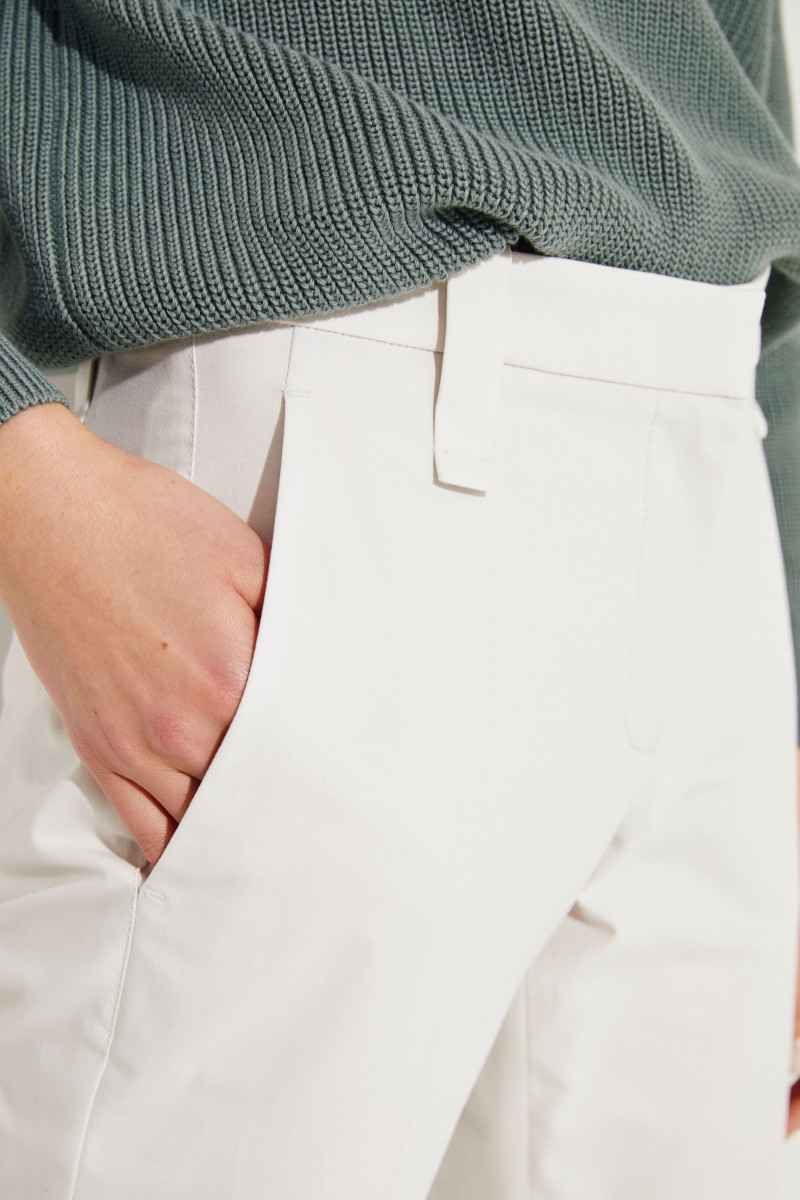 Baumwoll-Hose mit Saumumschlag Sand
