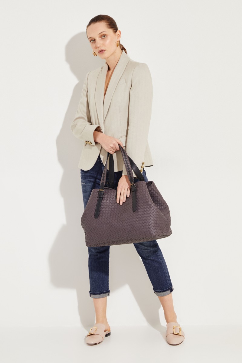 Geflochtener Leder-Shopper 'Tote' Braun
