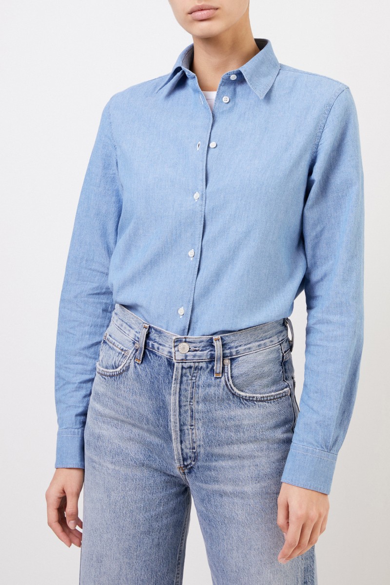 Baumwoll-Bluse Blau