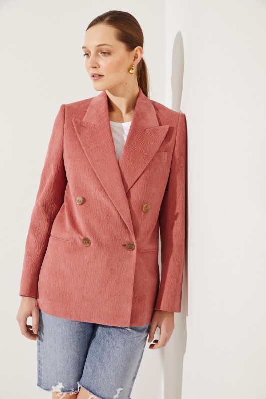 Baumwoll-Blazer mit Struktur Rosé