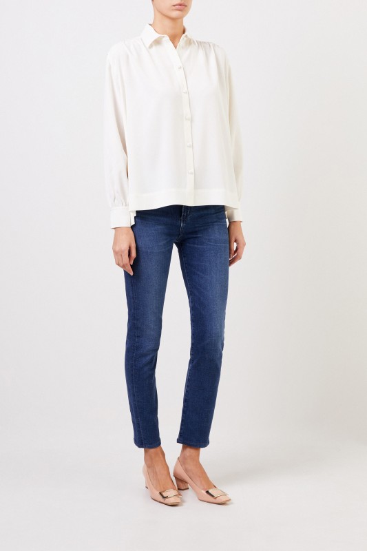 Co Bluse mit Raffungen Crème