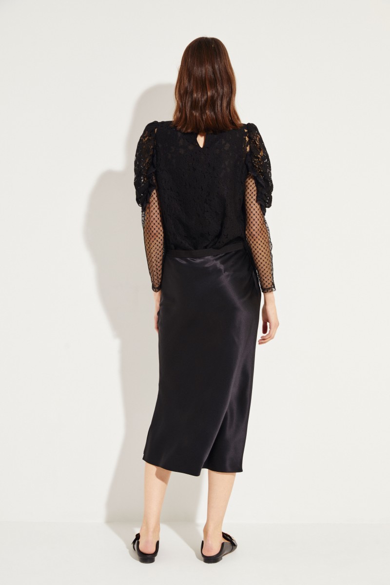 Lace-Bluse Schwarz