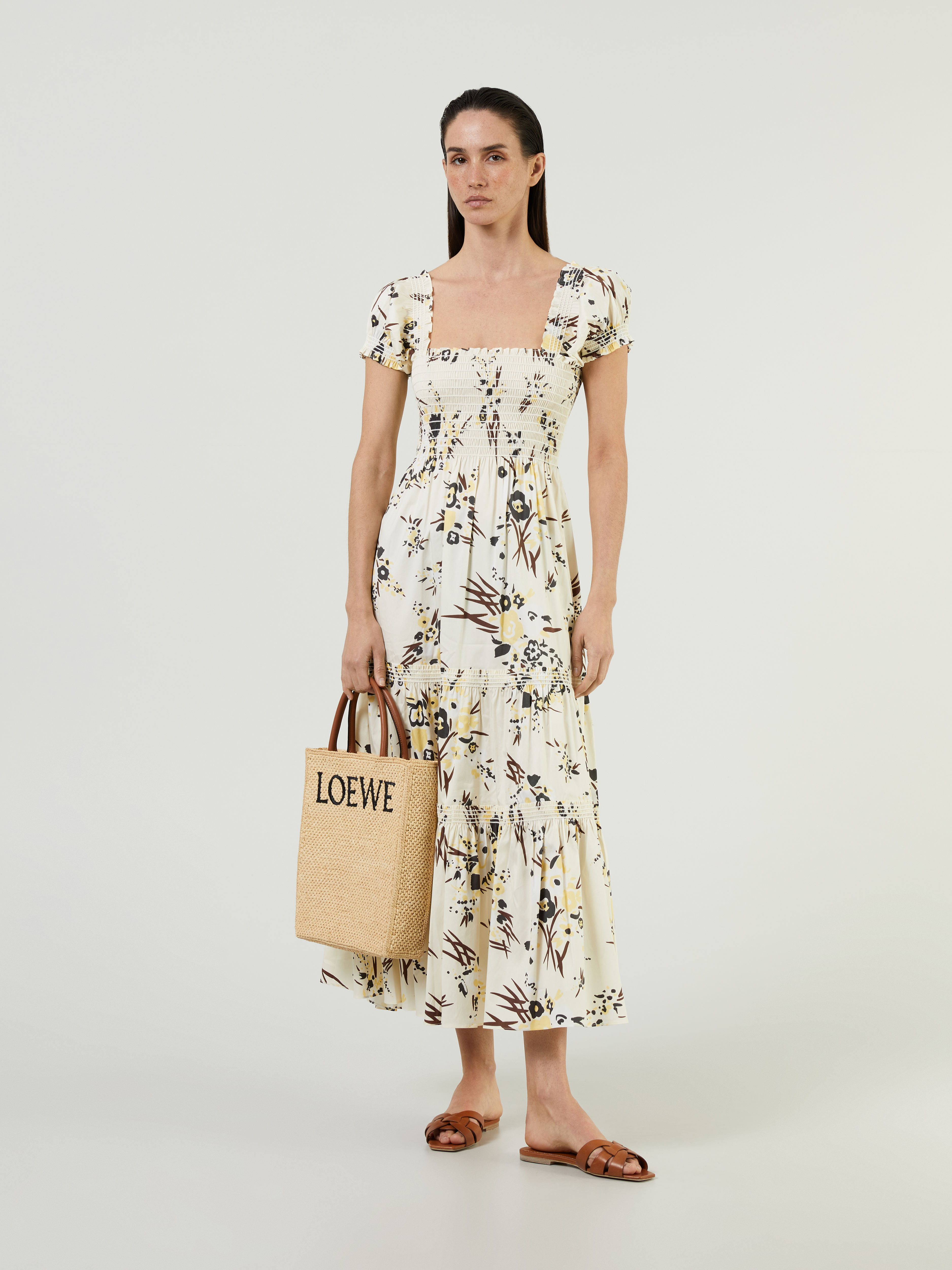 Tory Burch Midi dresses with all over print Cream | Summer Dresses