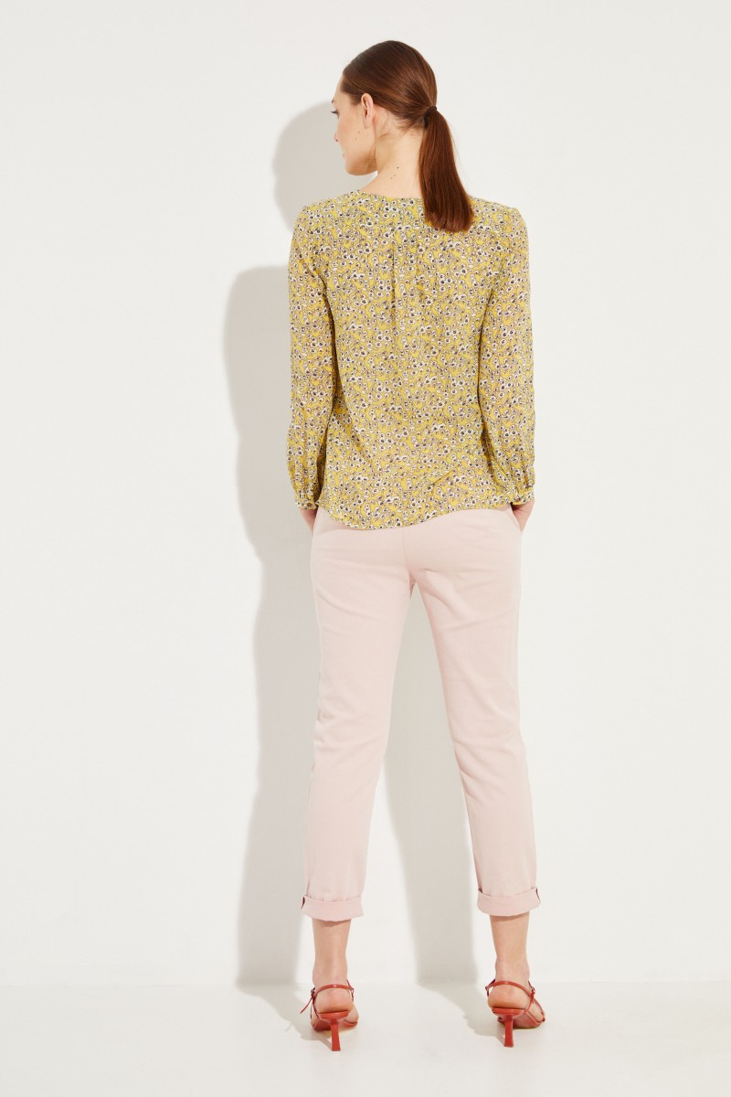 Seidenbluse 'Alma' mit floralem Print Gelb/Multi