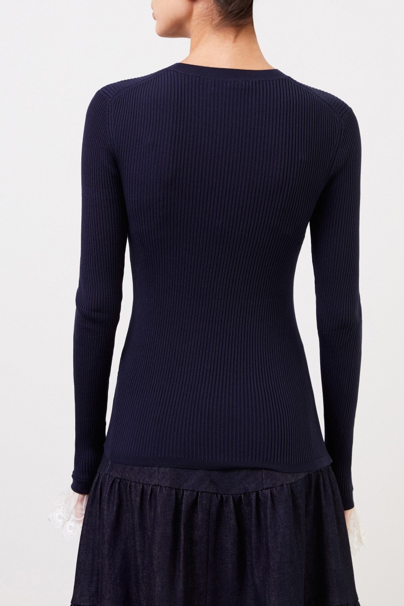 Chloé Rippstrick-Pullover mit Spitzendetails Stormy Night