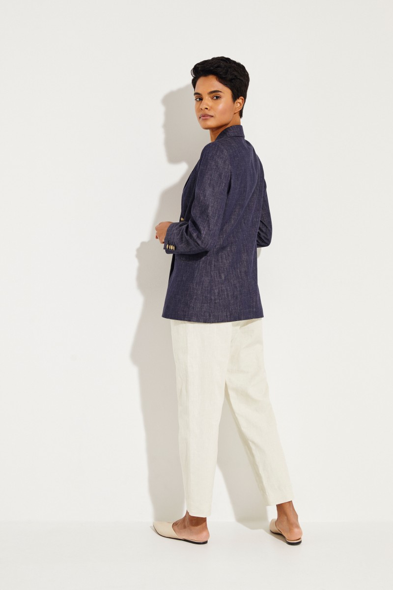 Denim-Blazer mit Logo-Knöpfen Blau