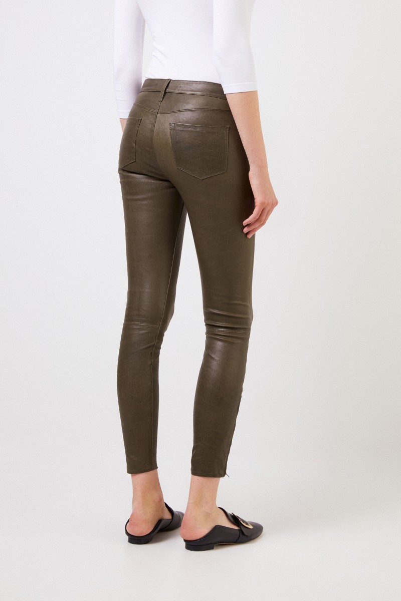 J Brand Lederhose mit Zipper-Details Khaki