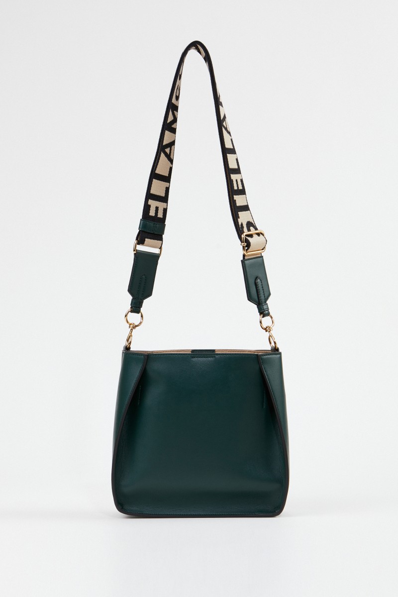 Stella McCartney Mini-Schultertasche mit Logo-Riemen Dunkelgrün