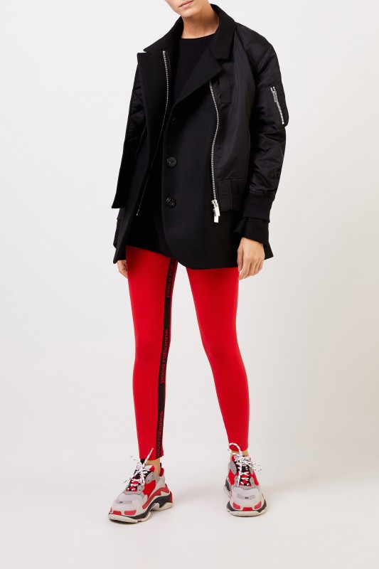 Sacai Mantel mit integrierter Bomberjacke Schwarz