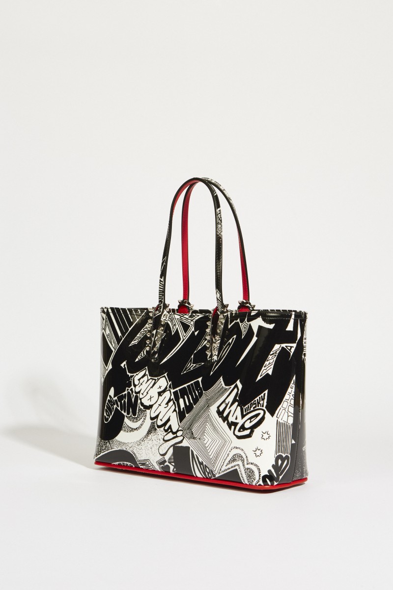 Shopper 'Cabata Small' mit Grafitti-Design Schwarz/Weiß