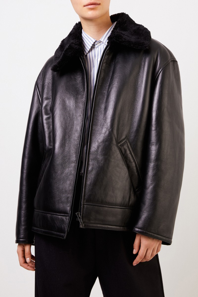 Balenciaga Klassische Lammfelljacke Schwarz