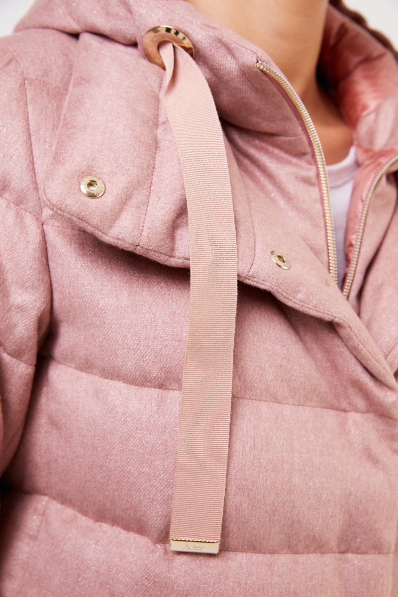 Herno Cashmere-Seiden-Daunenmantel mit Kapuze Rosé
