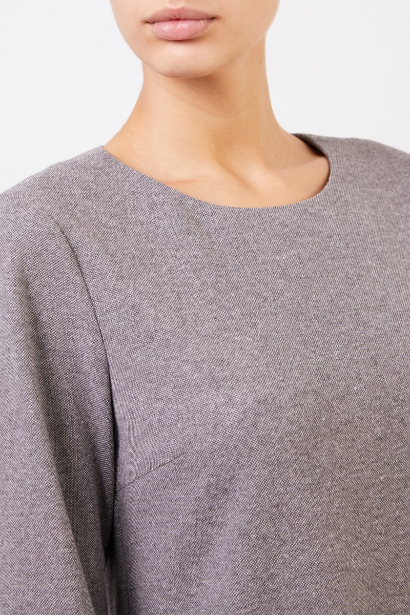 Klassisches Kleid Grau Melange
