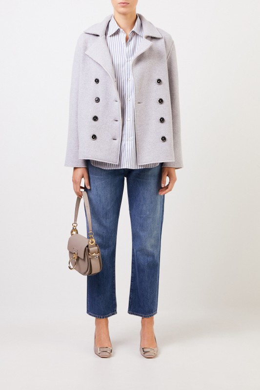 Wolljacke mit Knöpfen Grau