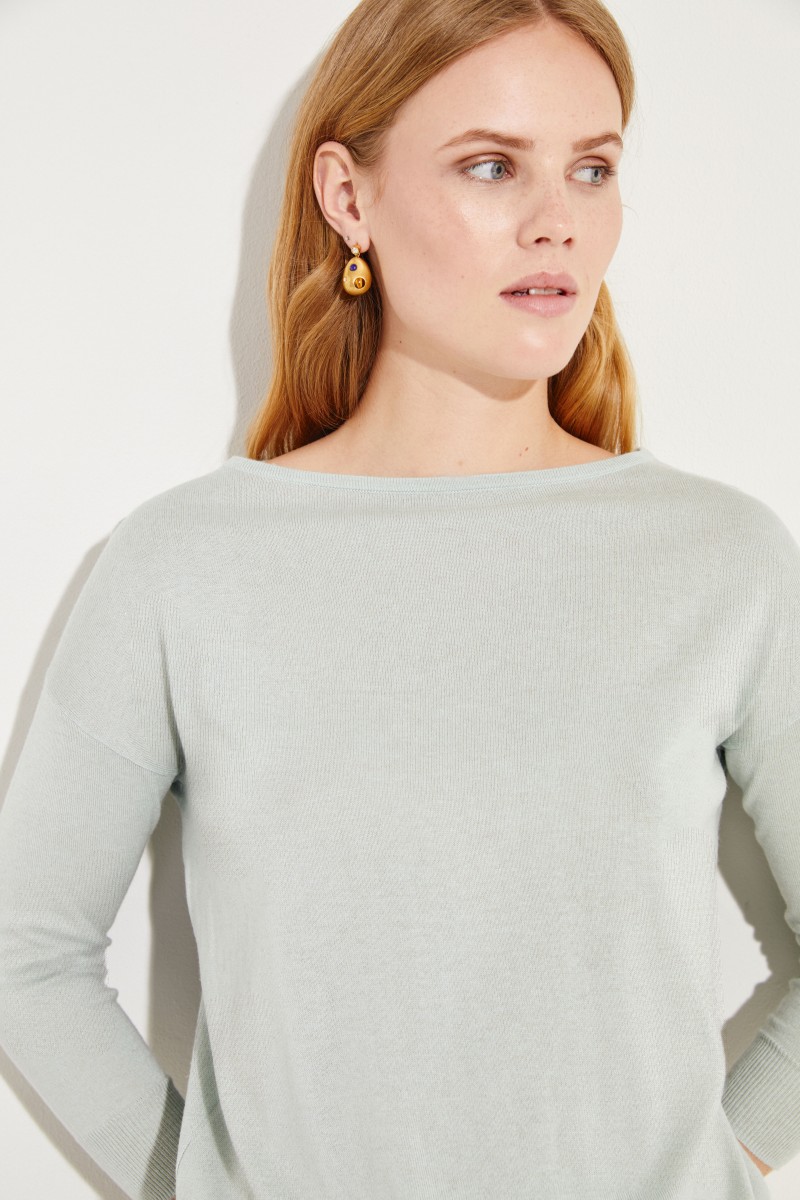 Seiden-Cashmere-Pullover Salbei
