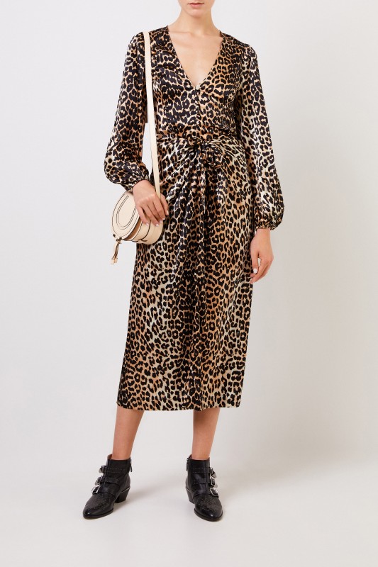 Seiden-Bluse mit Leoprint Multi