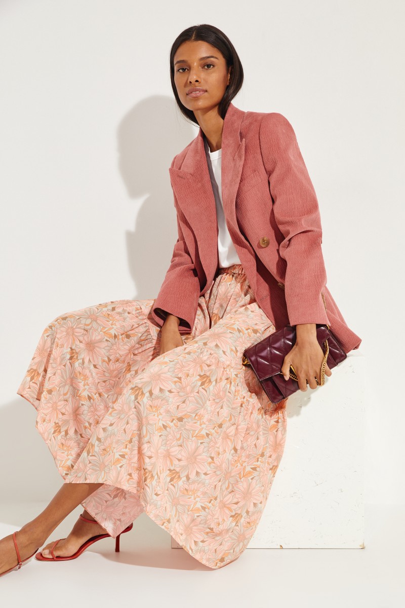 Seiden-Rock mit floralem Print Multi