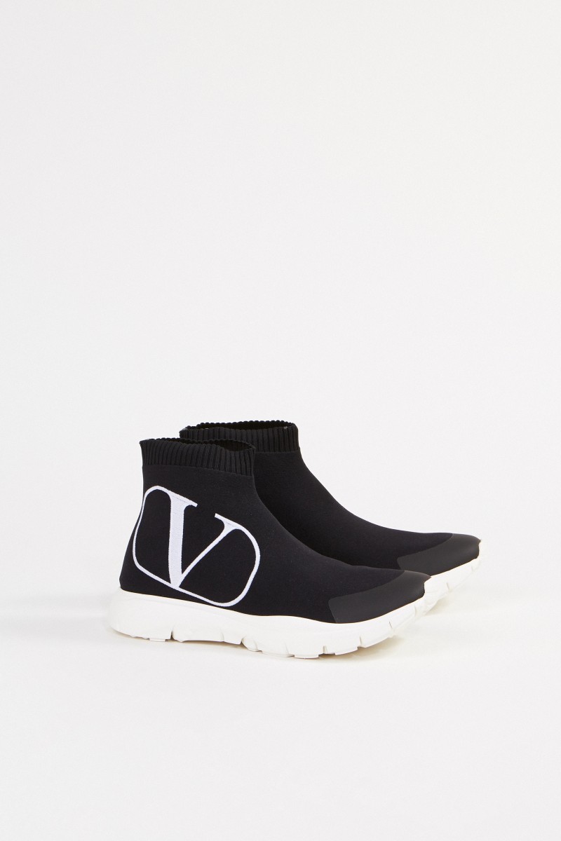 Valentino Sock-Sneaker mit Logo Schwarz/Weiß