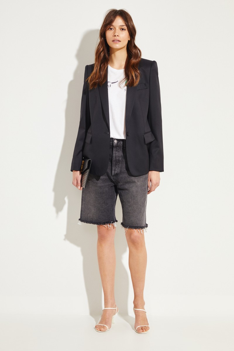 Taillierter Woll-Blazer Schwarz
