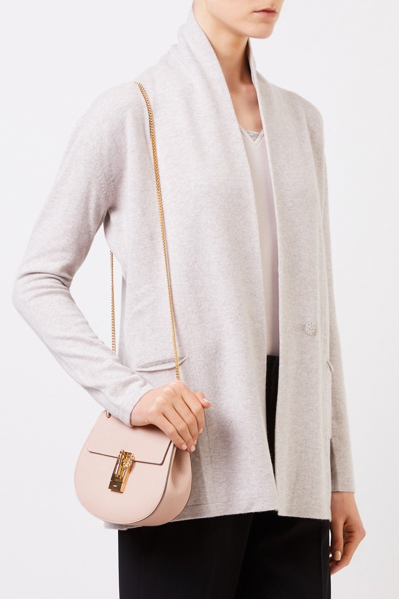 Woll-Seiden-Cardigan mit Perlenverzierung Beige