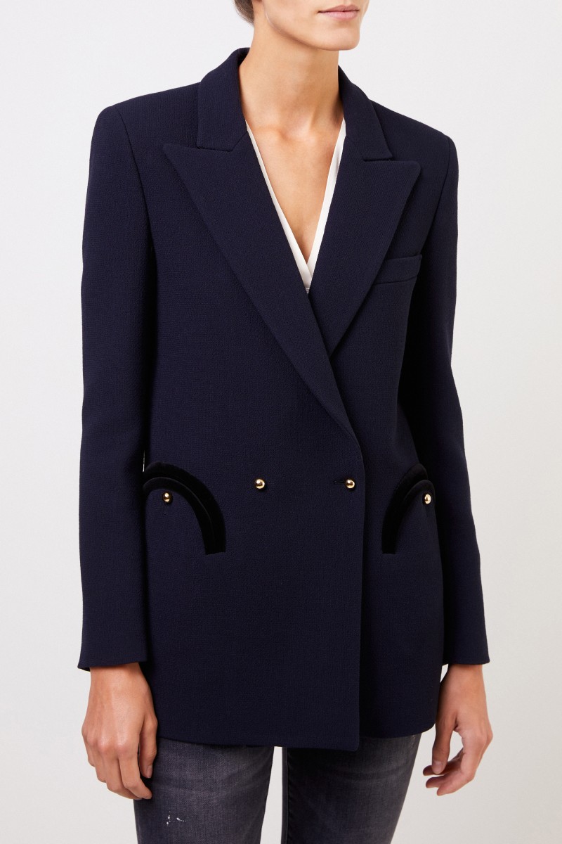 Blazé Milano Woll-Seiden-Blazer 'Essential Resolute' Marineblau