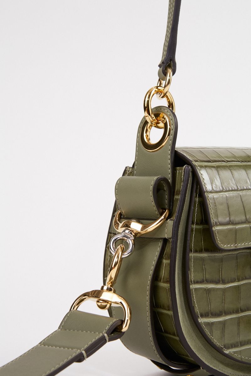 Chloé Shoulder Bag 'Tess Croco Small' Misty Forest