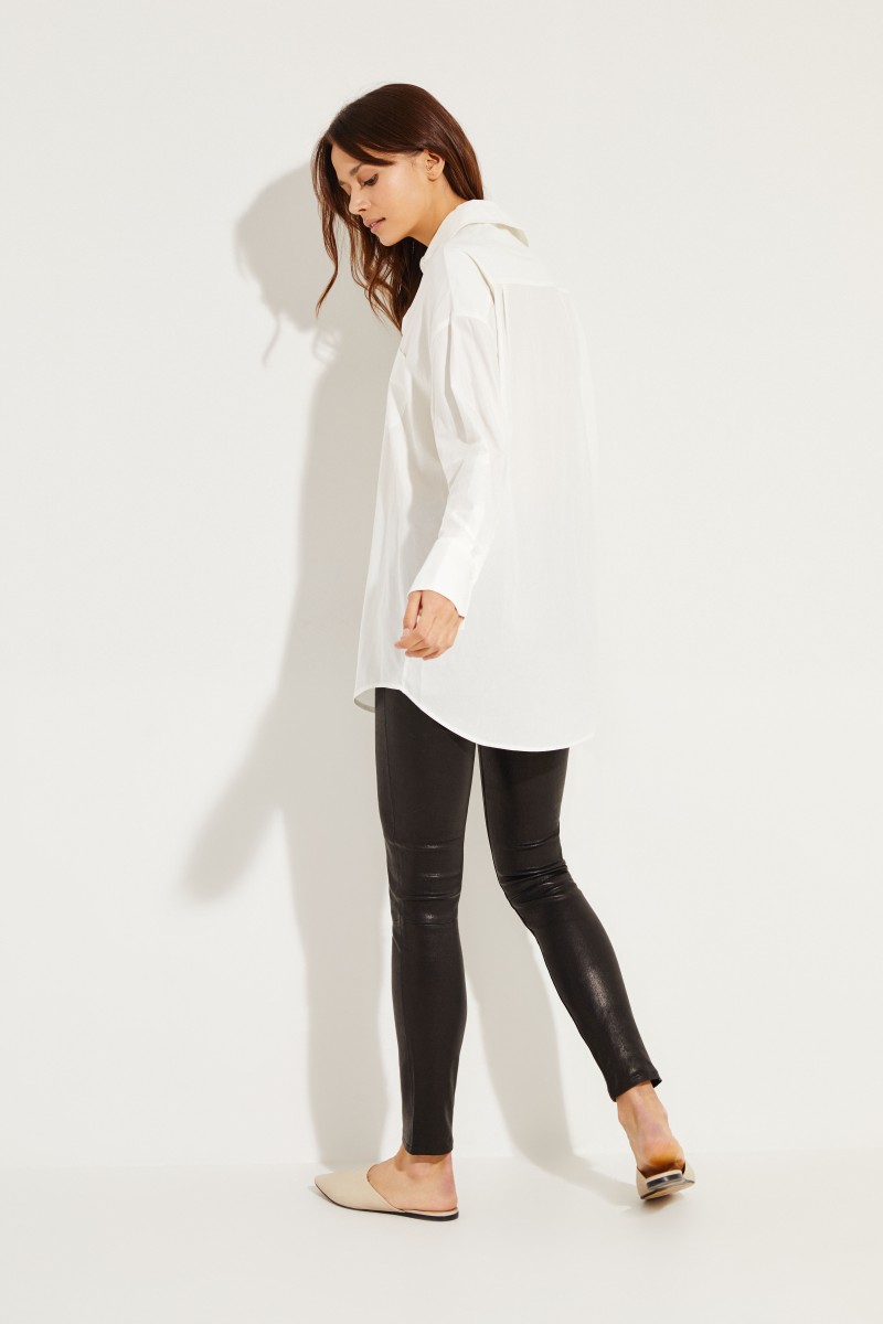 Oversize Baumwoll-Seiden-Bluse Weiß