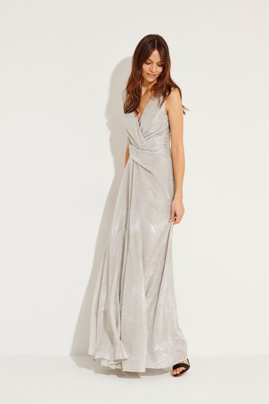 Langes Abendkleid Silber