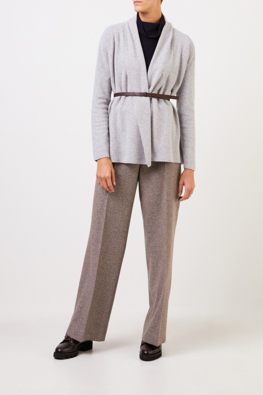 Fabiana Filippi Woll-Seiden-Cardigan mit Gürtel Grau