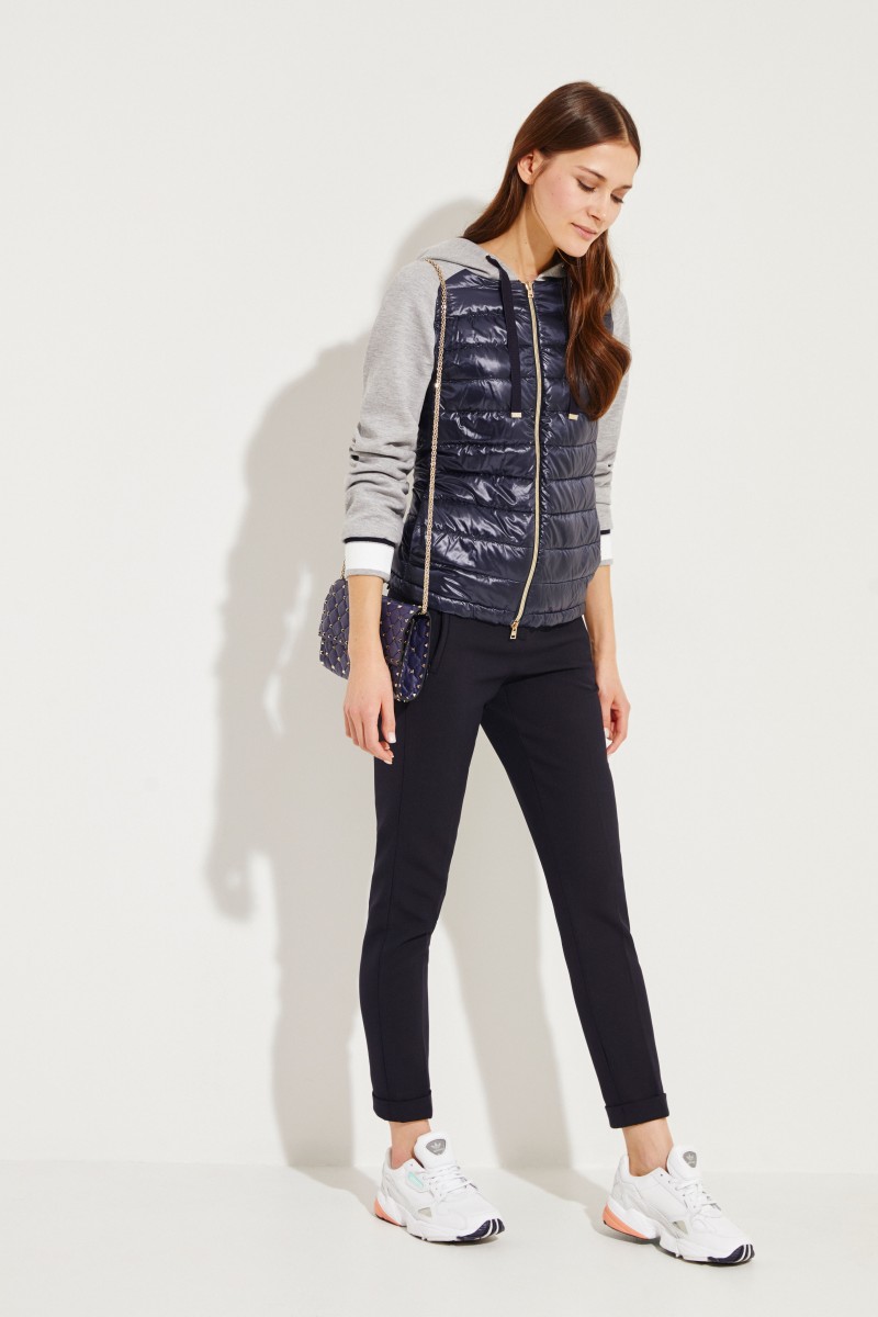 Sweatshirt mit Daunen-Element Blau/Grau