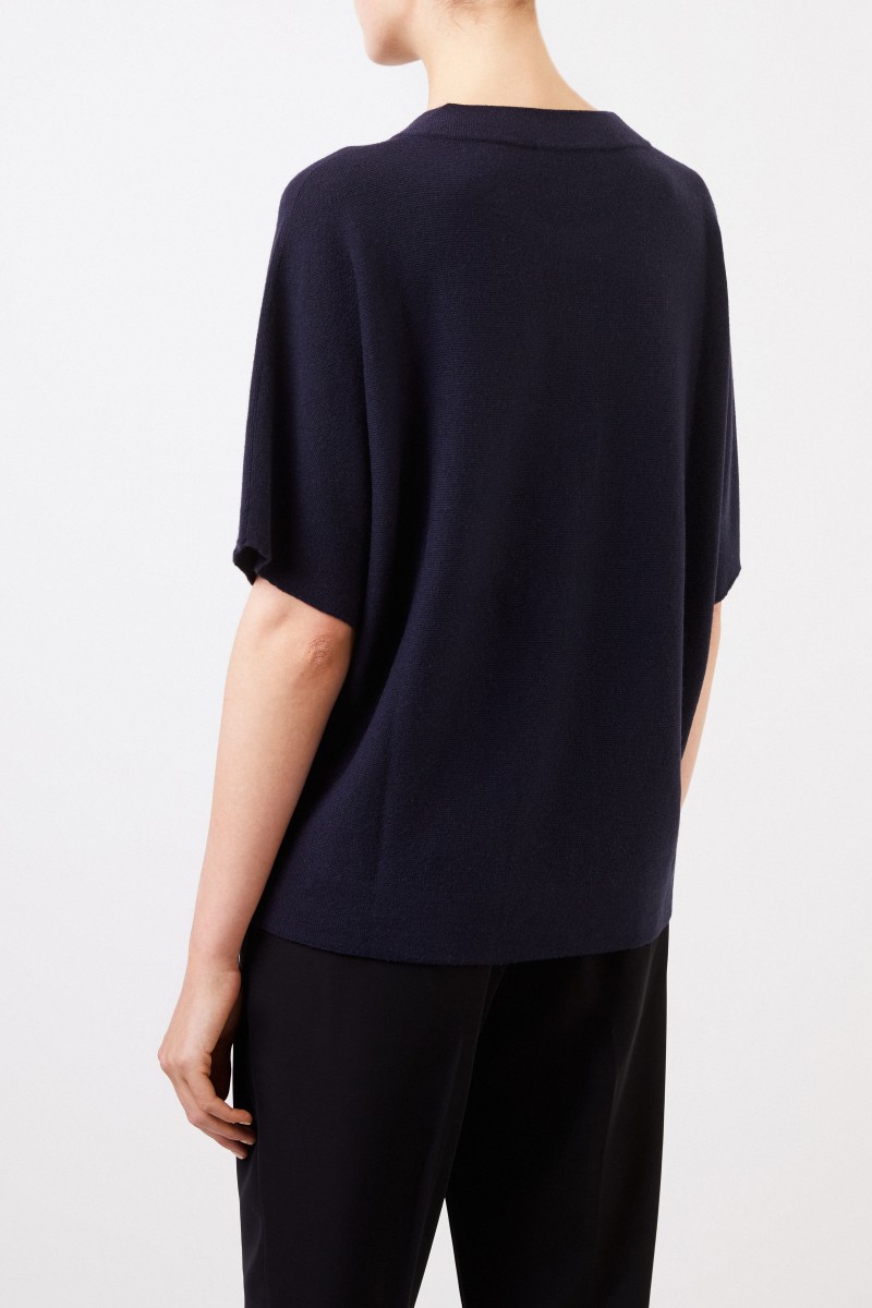 Fabiana Filippi Cashmere-Poncho mit Perlenverzierung Marineblau