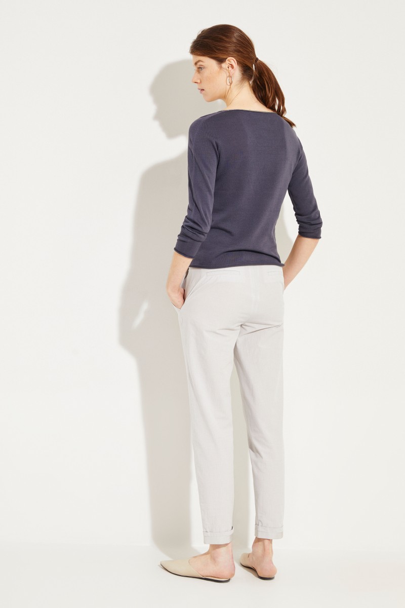 Baumwoll-Pullover mit Lurexdetails Grau