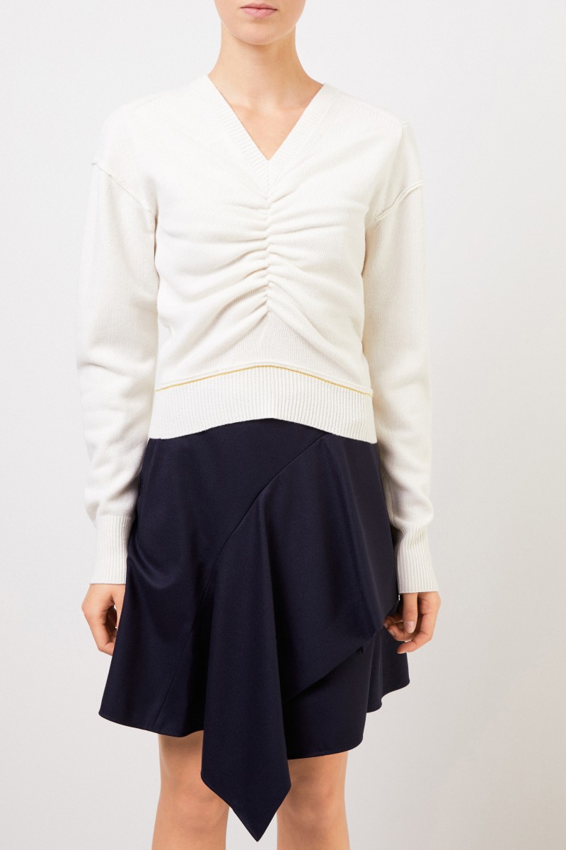 Chloé Woll-Cashmere-Pullover mit V-Neck Soft White
