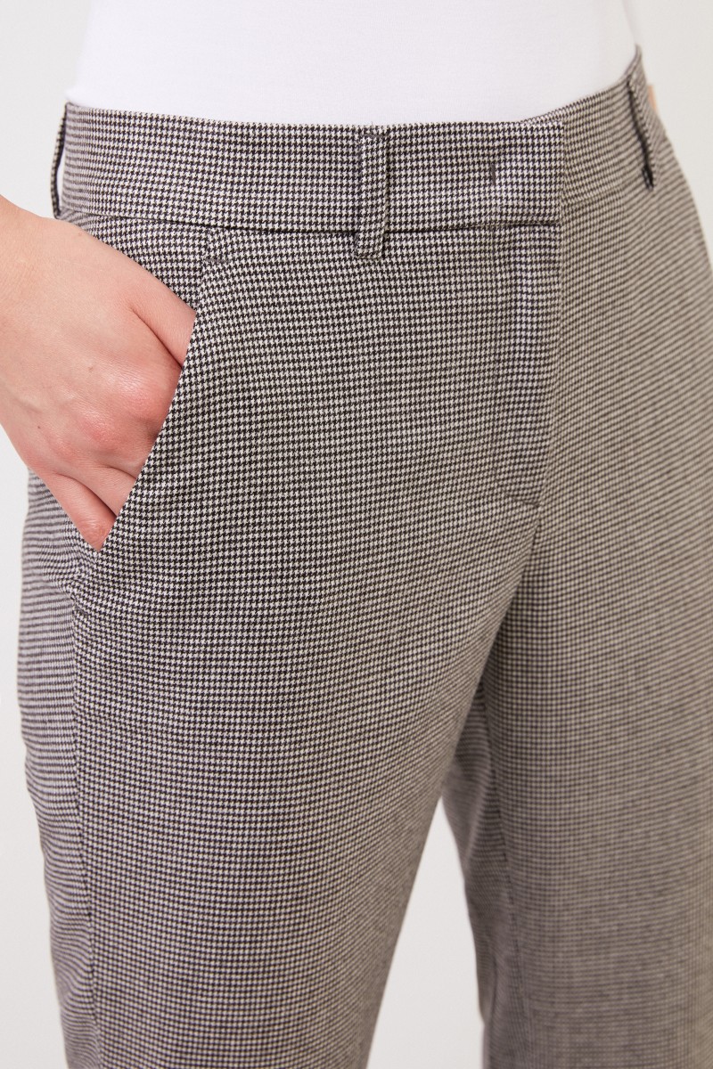 Fabiana Filippi Hahnentritt-Hose mit Saumumschlag Schwarz/Weiß