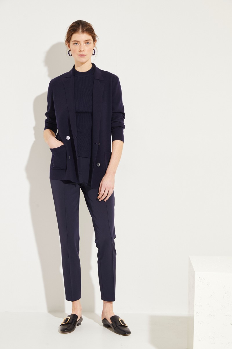 Langer Woll-Blazer Blau
