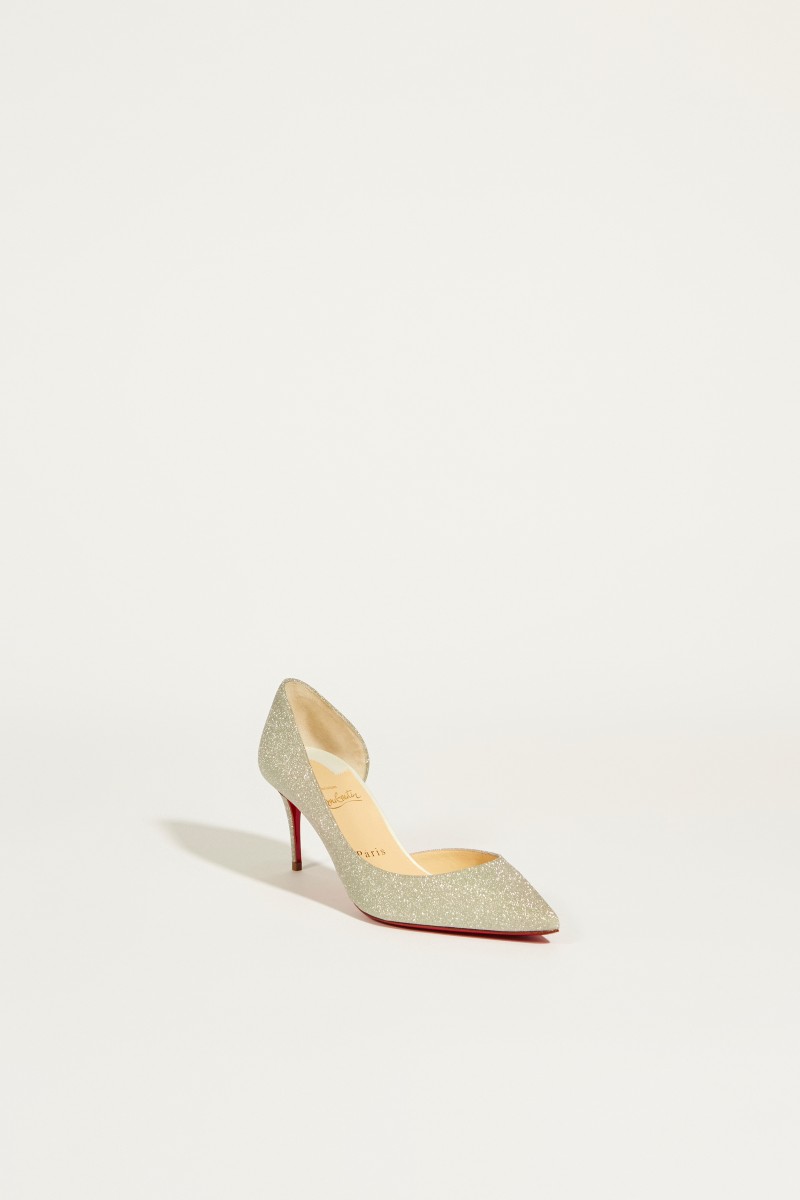 Leder-Pump 'Iriza' mit Glitter Silber