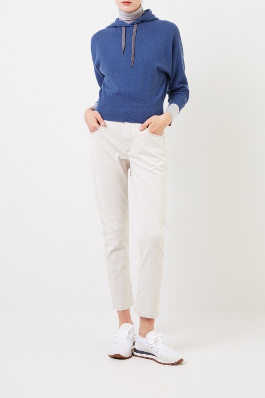 Brunello Cucinelli Cashmere-Hoodie mit Kapuze Blau