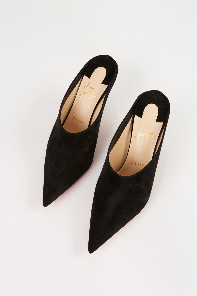 Christian Louboutin Veloursleder-Pump 'Quart 80' Schwarz