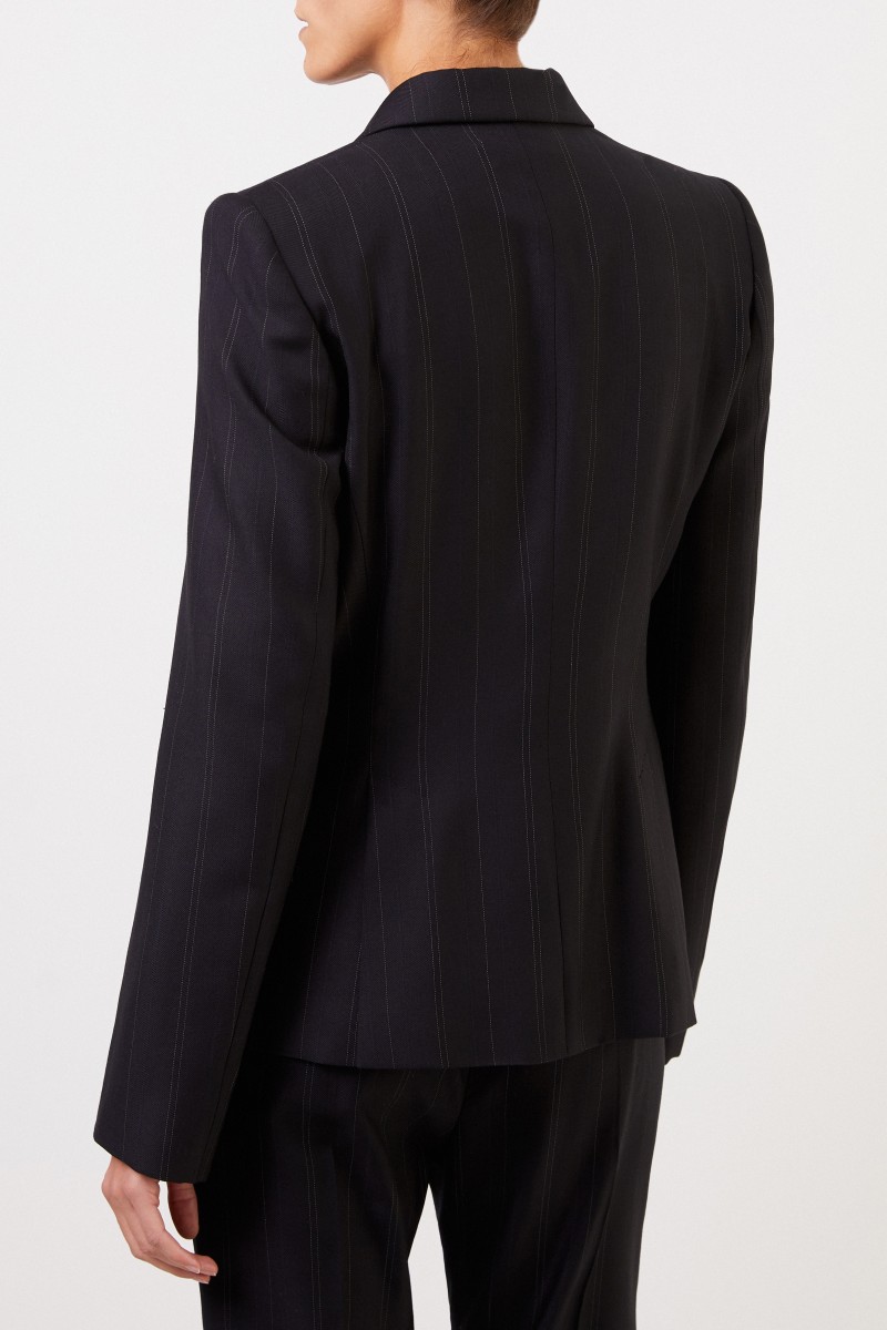 Stella McCartney Woll-Blazer mit Streifendetail Schwarz