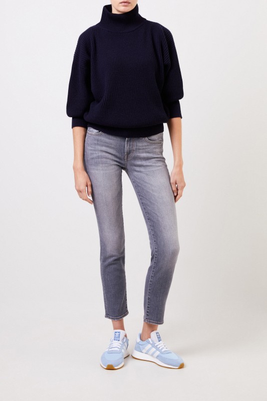 Midrise-Jeans 'Roxaenne Crop' Grau