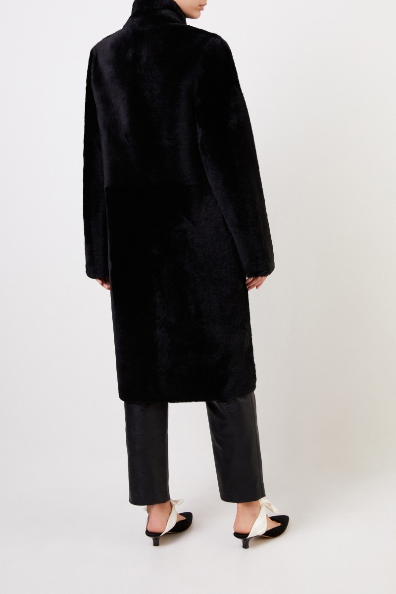 Yves Salomon Lammfellmantel Schwarz