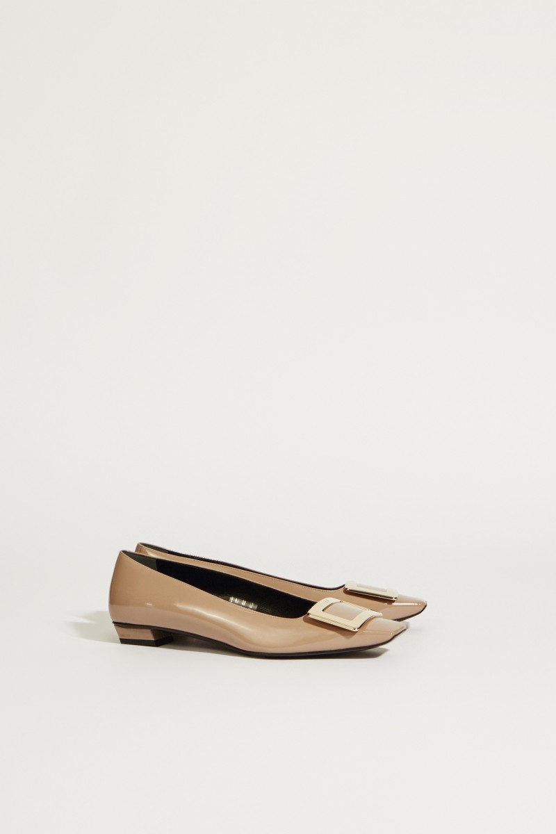 Lackleder-Flat 'Belle Vivier' mit Schnalle Taupe