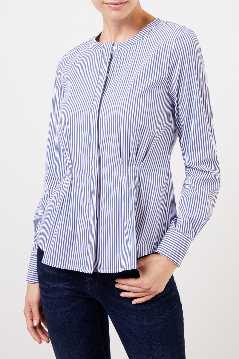 Louis and Mia Taillierte Baumwoll-Bluse mit Streifen Blau/Weiß