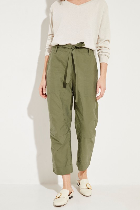 Baumwoll-Hose mit Gürtel Grün