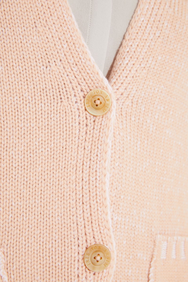 Cashmere-Cardigan 'Marieta' Rosé/Grau