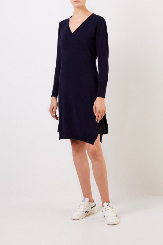 Fabiana Filippi Zweiteiliges Woll-Kleid mit PlisseeDetail Blau