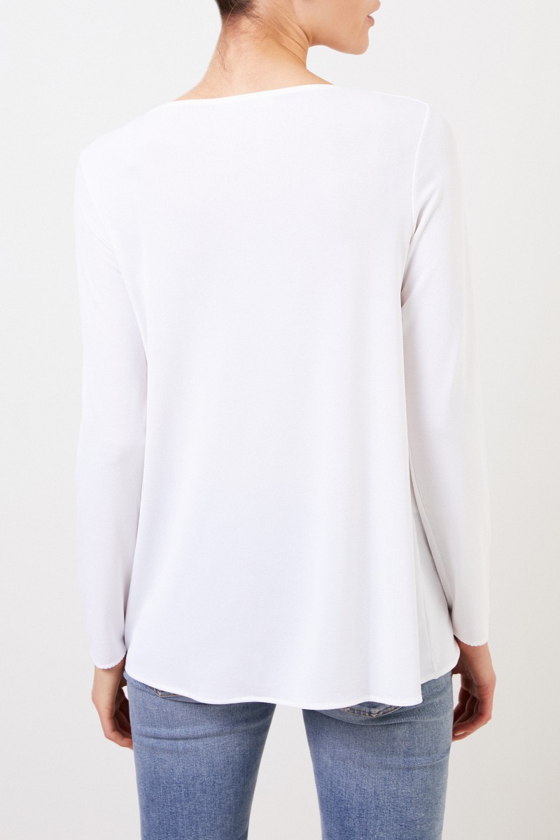 Longsleeve mit asymmetrischen Saumen Weiß