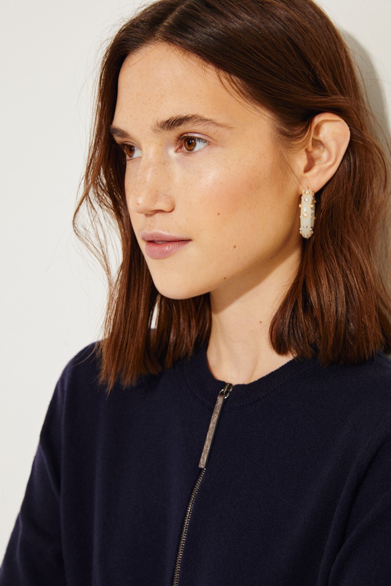 Cashmere-Jacke mit Perlenverzierung Blau