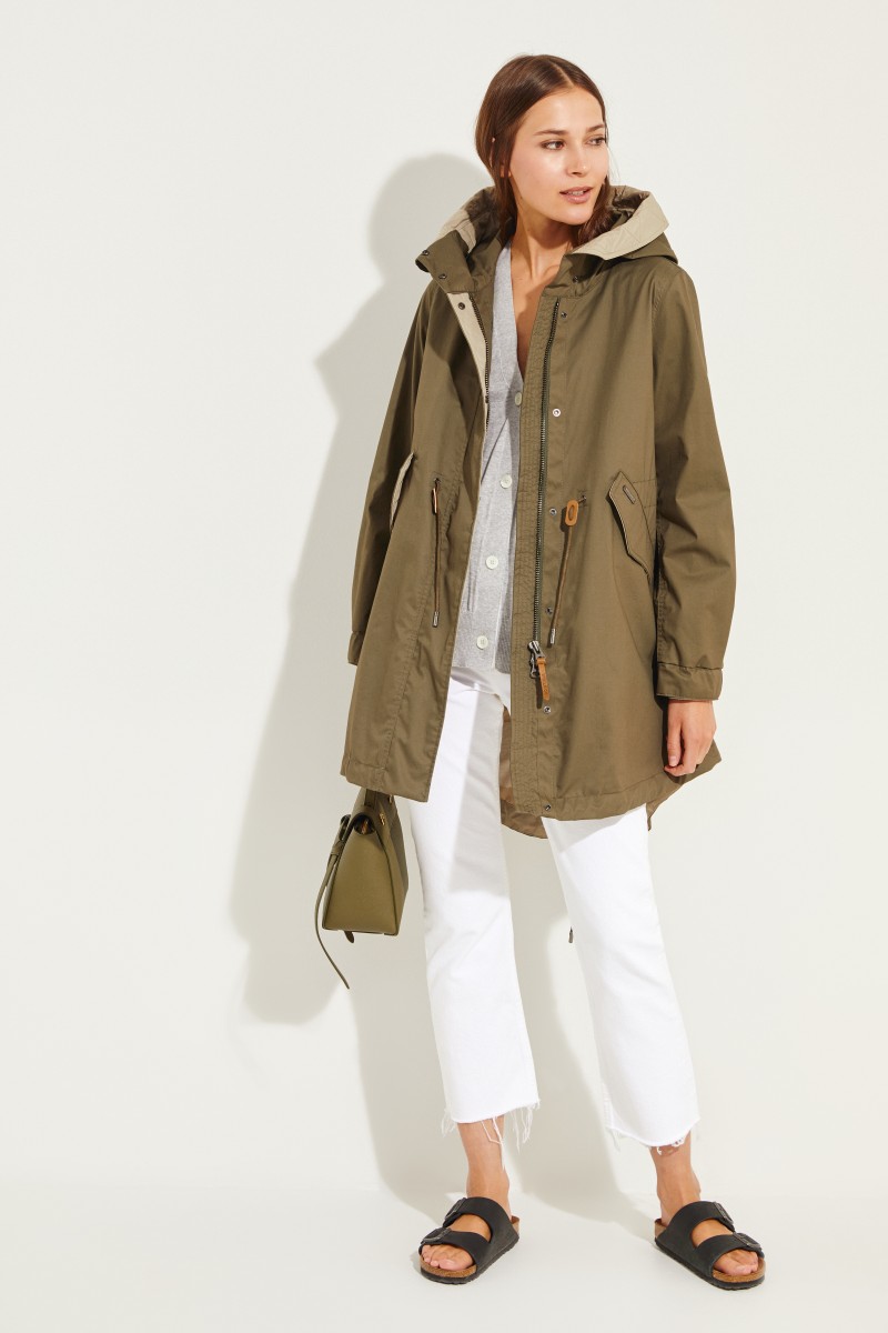 Baumwoll-Parka mit Kapuze grün