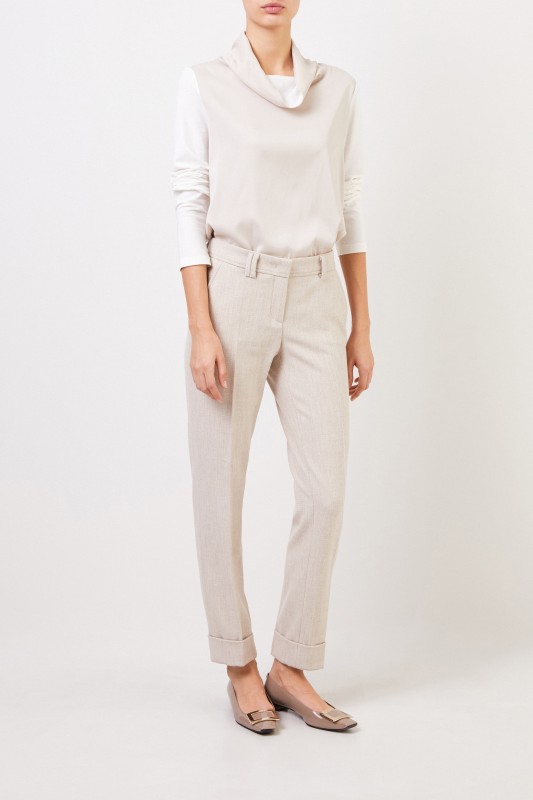 Seductive Bügelfaltenhose 'Allison' Beige Melange